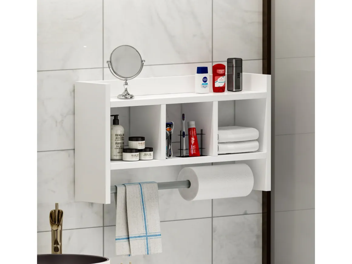 Étagère murale en bois "Asya" - 63 x 14 x 35 cm - Blanc