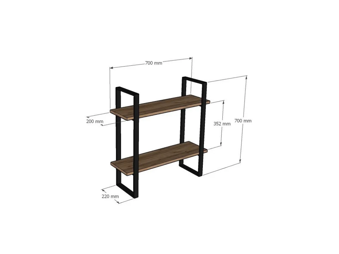 Étagère murale en bois "Buba" - 70 x 22 x 70 cm - Marron
