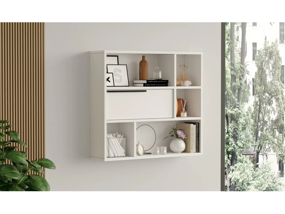 Étagère murale en bois "Calvin" - 90 x 22 x 81 cm - Blanc