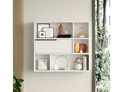 Étagère murale en bois "Calvin" - 90 x 22 x 81 cm - Blanc