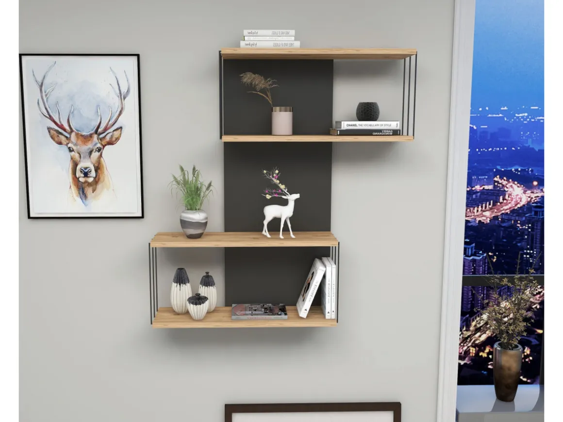 Étagère murale en bois "Destan" - 65 x 19 x 96 cm - Marron
