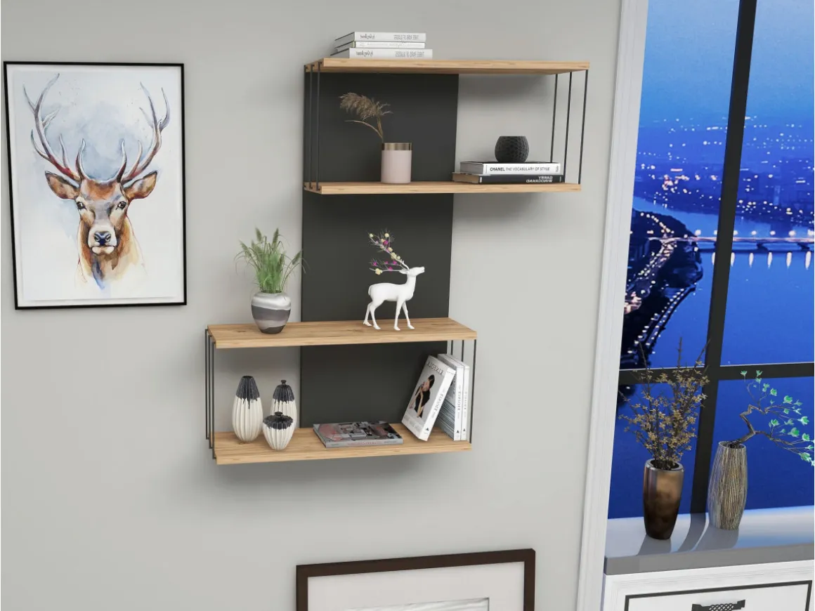Étagère murale en bois "Destan" - 65 x 19 x 96 cm - Marron