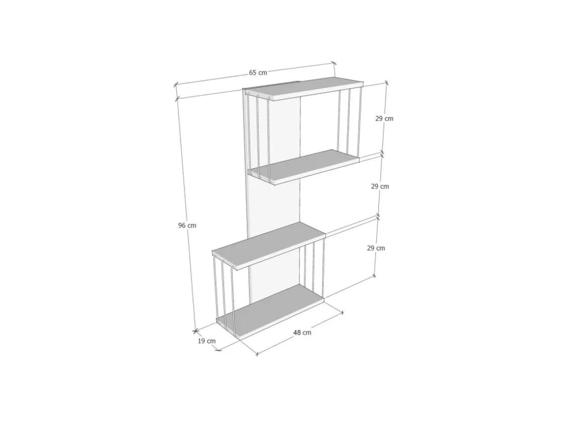 Étagère murale en bois "Destan" - 65 x 19 x 96 cm - Blanc