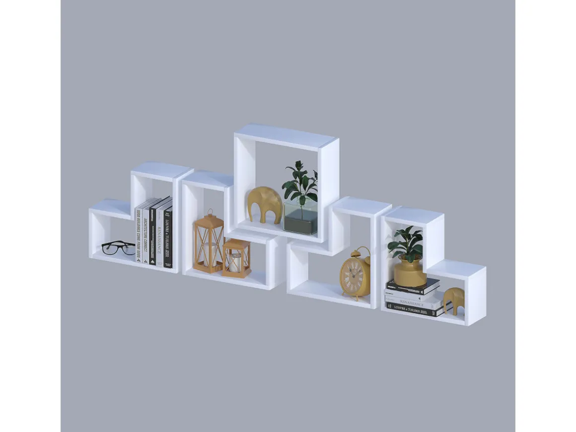 Étagère murale en bois "Elitra" - 180 x 15 x 59 cm - Blanc