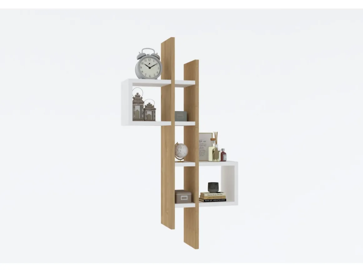 Étagère murale en bois "Emse" - 53 x 19 x 108 cm - Chêne SaphirBlanc