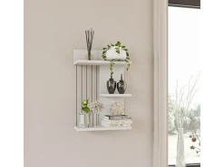 Étagère murale en bois "Kinik" - 40 x 19 x 60 cm - Blanc