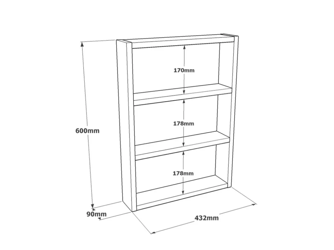 Étagère murale en bois "PR1" - 43 x 9 x 60 cm - Pin atlantique
