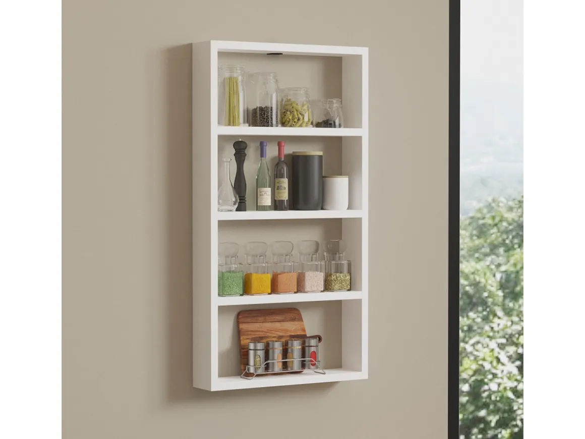 Étagère murale en bois "Quatro" - 43 x 9 x 80 cm - Blanc