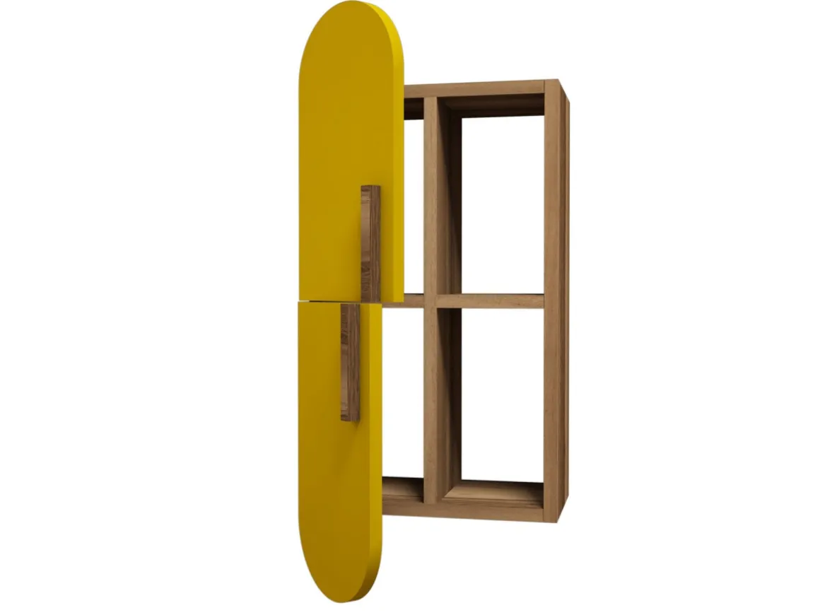 Étagère murale en bois "Rose" - 35 x 22 x 60 cm - NoyerJaune
