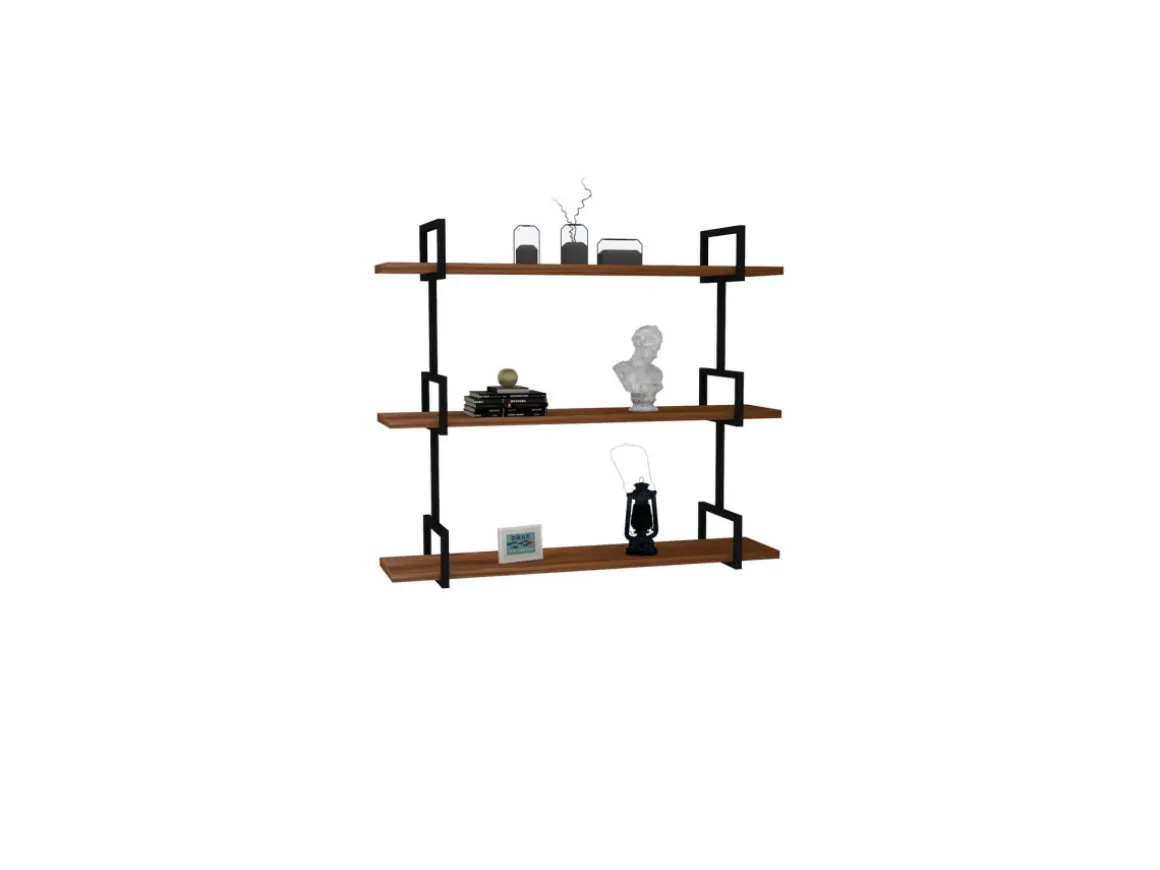 Étagère murale en bois "Uras" - 87 x 22 x 76 cm - Noyer