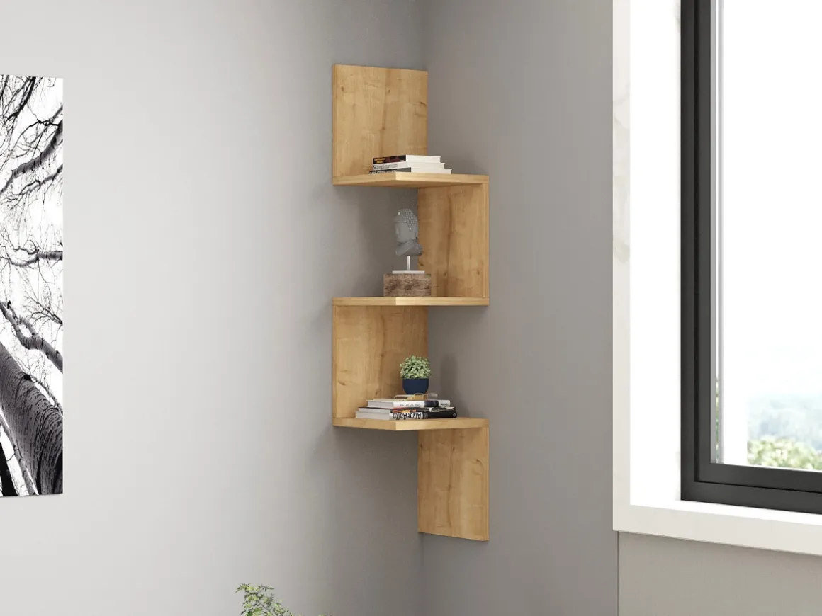 Étagère murale en bois "Zikzak" - 25 x 25 x 105 cm - Saphir