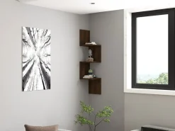 Étagère murale en bois "Zikzak" - 25 x 25 x 105 cm - Noyer