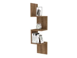 Étagère murale en bois "Zikzak" - 25 x 25 x 105 cm - Noyer