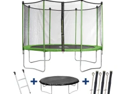 Trampoline Yoopi 2 LUXE - Ø 3.65 m - Avec filet + échelle + couverture + kit d'ancrage