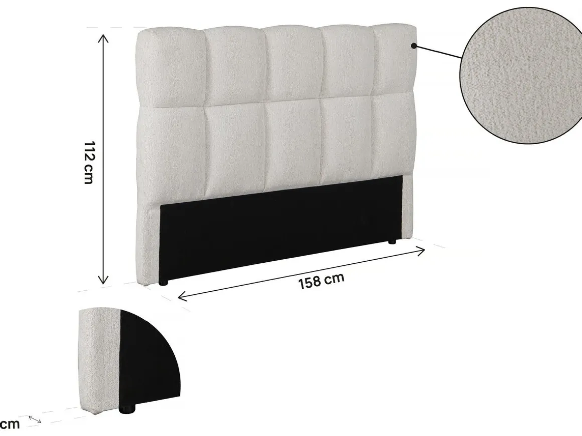 Tête de lit en tissu épais style bubble "Alpe d窶僣uez" - 140 cm - Beige