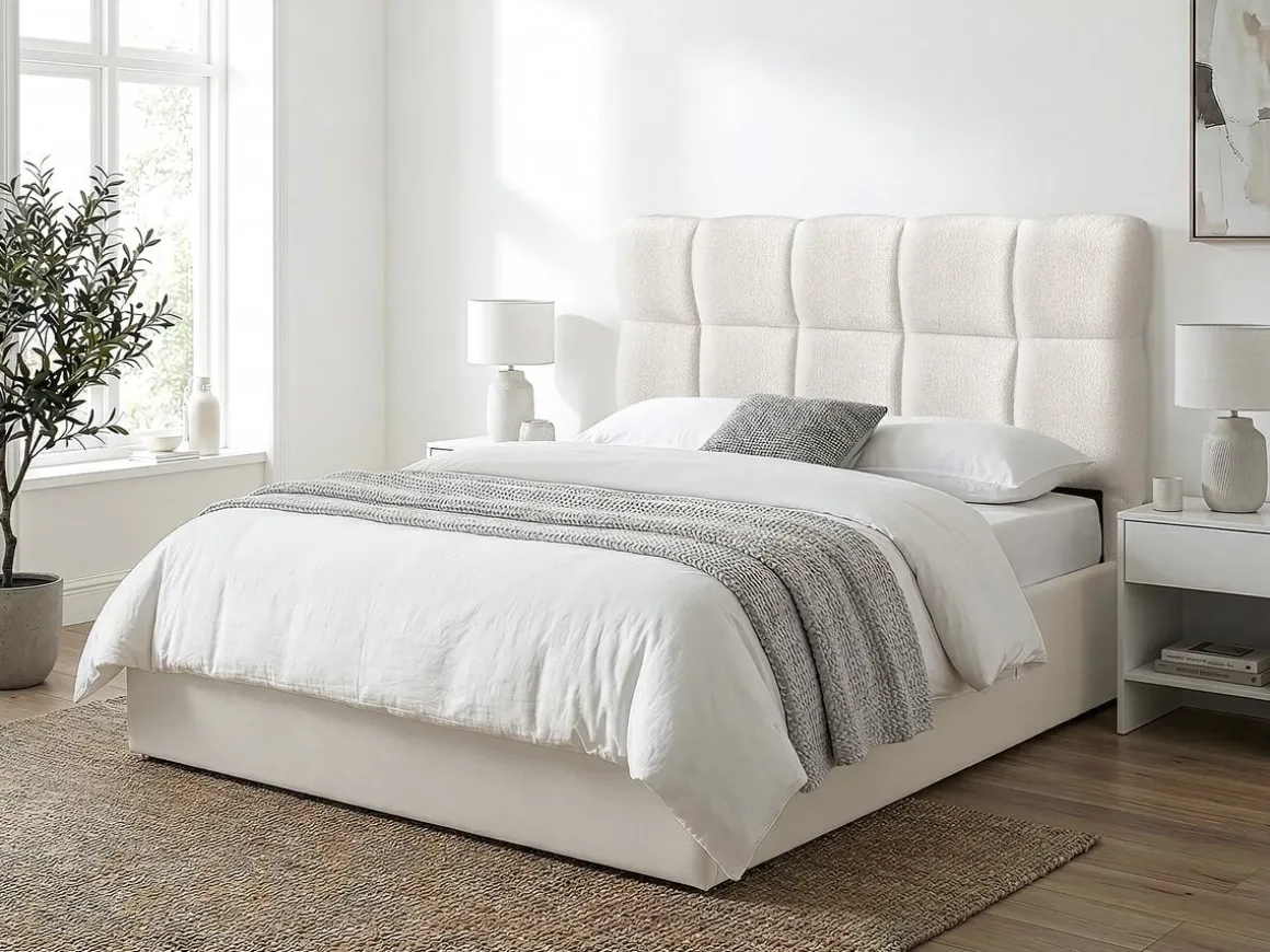 Tête de lit en tissu épais style bubble "Alpe d窶僣uez" - 140 cm - Beige