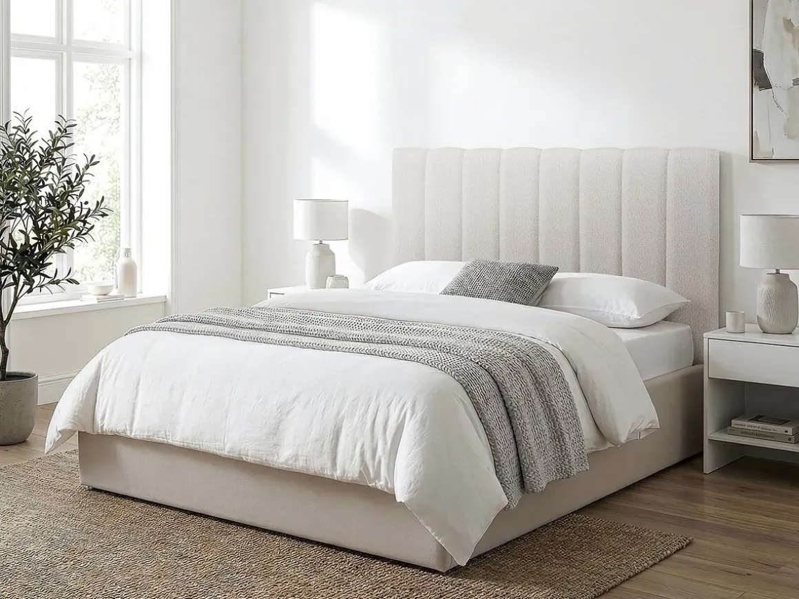 Tête de lit en tissu texturé "Val Thorens" - Beige - 140 cm