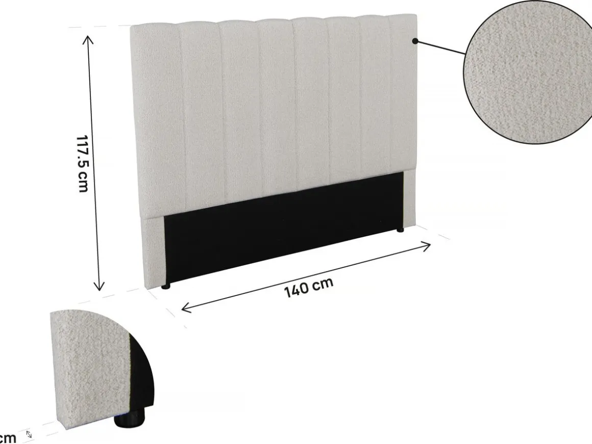 Tête de lit en tissu texturé "Val Thorens" - Beige - 140 cm