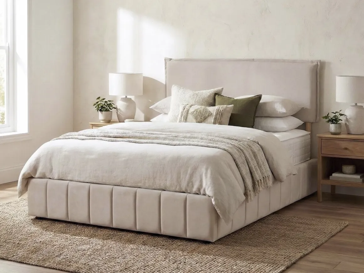 Tête de lit "Jessica" en lin - 140 cm - Beige