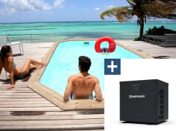 Piscine bois " Cordoue " - 3.48 x 2.15 x 1.18 m + Pompe à chaleur  3.5 kw/h