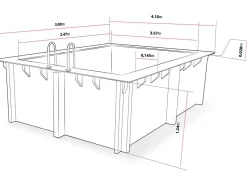 Piscine bois rectangle " Caimans 140 " - 4.10 x 3.00 x 1.39  m + Pompe à chaleur  3.5 kw/h