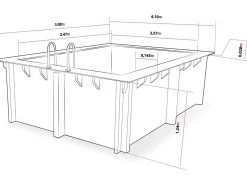 Piscine bois rectangle " Caimans 120  " - 4.10 x 3.00 x 1.24  m