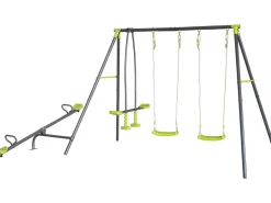 Portique de jeu en métal avec balançoire à bascule "Basile" - 4 agrès - Vert